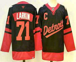 Men%27s Detroit Red Wings #71 Dylan Larkin Black 2025 Stadium Series Stitched Jersey
